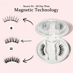 <span class=keywords><strong>Cils</strong></span> magnétiques 3D synthétiques faits à la main de haute qualité, naturels, doux, légers, résistants à l'eau, bouclés, avec 10 aimants - Product Image 1