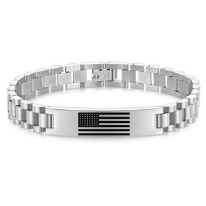Wholesale Fine Bracelets & <b>Bangles</b> 316l Stainless Steel 14k 18k Pvd Gold Plated Hand Chain American Flag Bracelets for <b>Men</b> - Product Image 5