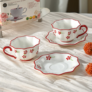 Floral Ceramic Coffee Cup And Saucer Set Luxury Elegant Afternoon Tea Cup High-end Gift For Women - Product Image 1