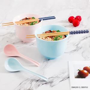 Ensemble de bols à nouilles en céramique du fabricant d'origine, 5 pouces, style japonais, bol à ramen, bleu, rose, vert clair, couleur unie, rond - Product Image 5