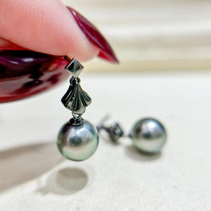 Accesorios de Plata S925 para DIY con Perlas, Joyería de Plata de Moda, Aretes con Cuentas Redondas de 9-15 mm, Bandeja para Aretes Vacía 22221 Incluida - Product Image 3