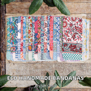 Handmade Eco Friendly Floral Breathable Bandana <b>Set</b> of 20 Fashionable Unisex Assorted Cotton <b>Square</b> Wrap Summer Gift Idea - Product Image 2
