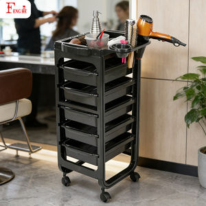 Xe đẩy cắt tóc bằng nhựa đen hiện đại W-x101 5 ngăn kéo có tay cầm dành cho tiệm cắt tóc - Product Image 2