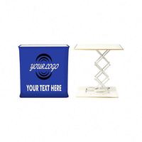 Comptoir pliable rectangulaire ovale en aluminium pour salon professionnel, table de stand pop-up