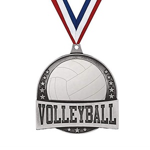 Pas cher personnalisé médaillon <span class=keywords><strong>vente</strong></span> chaude coulée 3D blanc en alliage de zinc prix en métal <span class=keywords><strong>dor</strong></span>é gagnant sport volley-ball médailles - Product Image 3