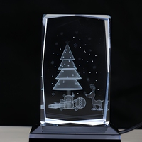 Regalo di Natale Personalizzato Cubo di Cristallo con Incisione Laser 3D e Base LED