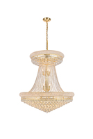 Lustre en cristal Royal Gold Empire, décoration de mariage, sur mesure, largeur 35 pouces, suspension lumineuse