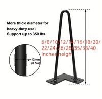 Pied en épingle à cheveux en métal utilisé pour les meubles de Tables à manger pour armoire 2 tiges en acier robuste de 16 pouces pour banc de table