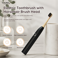 Brosse à dents électrique personnalisable avec logo, écologique, biodégradable, avec poils de sonnette, poils de sanglier ou poils de cheval en bambou en option