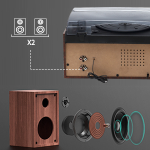 Giradischi Retrò con USB, SD, <span class=keywords><strong>Radio</strong></span> AM/FM, Lettore CD e Altoparlanti - Prezzo di Fabbrica - Product Image 6