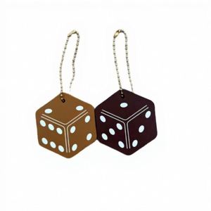 Brown/Black Square Dice Keychain Minimalist Lucky Dice <b>Bag</b> Pendant with Gold Chain Casual Hip Hop Style <b>Key</b> <b>Ring</b> for Women Men - Product Image 3