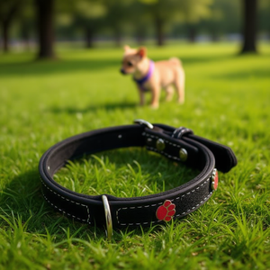 Collier pour chien Yommy 38cm noir avec empreinte de patte rouge - Product Image 3
