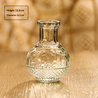 Vase à fleurs vintage en verre transparent avec illustration imprimée pour la décoration de table de mariage ou de la maison, vente en gros