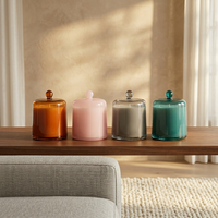 Tasse en verre faite à la main d'aromathérapie de bougie de pierre de diffuseur avec le couvercle en verre