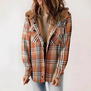 2024 européen américain pour l'hiver femmes solide <span class=keywords><strong>crochet</strong></span> Polyester doublure à manches longues moelleux à capuche <span class=keywords><strong>veste</strong></span> avec poche - Product Image 3