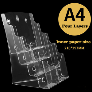 Clear <strong>Acrylic</strong> Desktop File Organizer Office Document and Magazine Rack Brochure Storage <strong>Stand</strong> Catalog Display Rack - Product Image 3