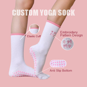 Logotipo personalizado Grip Pilates <span class=keywords><strong>Calcetines</strong></span> antideslizantes Yoga <span class=keywords><strong>calcetines</strong></span> Crew mujeres Yoga <span class=keywords><strong>Calcetines</strong></span> con diseño bordado patrón - Product Image 1
