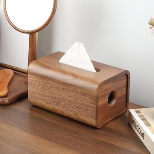 Boîte à mouchoirs en bois de noyer noir, en bois massif, pour salon, salle de bain, usage domestique simple, mouchoirs à tirer - Product Image 4