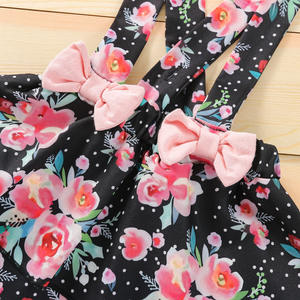 Vêtements pour enfants, nouvelle mode, combinaison en coton pour bébés filles, ensembles avec jupes latérales à imprimé floral de Chine - Product Image 3