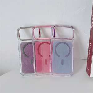 Funda Magnética Transparente con Brillantina para iPhone 17 16 15 Pro Max, Textura Brillante a Rayas, IMD, Cubierta Trasera Original - Product Image 3