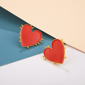 Moda Popular mujer personalidad OL rojo gran amor forma de corazón joyería pendientes salvaje Stud pendientes para mujer - Product Image 6