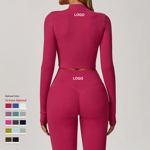 <span class=keywords><strong>Veste</strong></span> personnalisée de haute qualité à fermeture éclair pour la course à pied en plein air <span class=keywords><strong>veste</strong></span> de yoga fitness à manches longues <span class=keywords><strong>veste</strong></span> pour femmes vêtements de yoga à séchage rapide - Product Image 2