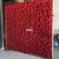 Fleurs décoratives, couronnes et plantes, roses rouges, fleurs artificielles, panneau de décoration intérieure, décoration de mariage, mur de fleurs, toile de fond