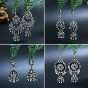 Boucles d'oreilles bohèmes en forme de lustre, plaqué argent 925, motif floral, pour femmes, bijoux de fête - Product Image 1