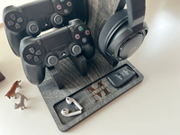 Support pour casque et manette en bois personnalisé JUNJI, organisateur unique en bois pour manette PS5, cadeau pour homme