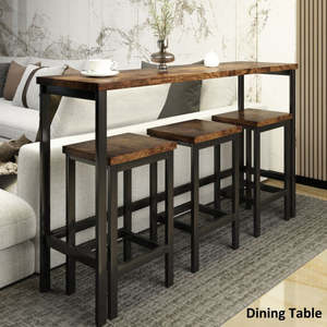 New Arrival Luxury <b>Kitchen</b> <b>Furniture</b> Long Size Console Top Table Iron Metal Legs Chairs MDF Dining Set - Product Image 3