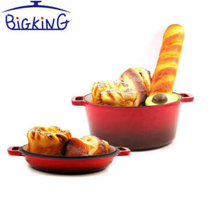 5 pintes nouvelle <span class=keywords><strong>fonte</strong></span> assaisonnée four hollandais émail revêtement poêle à frire marmite pour usage domestique Induction gaz Compatible boîte emballée - Product Image 4