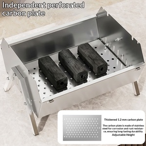Volledig automatische draaibare rotisserie oven met split-deksel, buitenbarbecue, roestvrij staal, draagbaar, enkele/dubbele brander, houtskoolgrill - Product Image 4