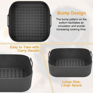 Reusable Square <b>Silicone</b> Air Fryer Liners 1.5mm Thick Eco-Friendly Food Grade Novelty Design Pot Replacement <b>Baking</b> Dishes Pans - Product Image 2