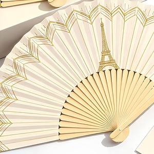 Éventail pliant en bambou imprimé sur mesure, éventail à manche plat, logo double face, pour mariage, fête, cadeau - Product Image 4