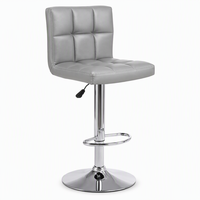 Tabouret de bar pivotant réglable en cuir gris nordique pour îlot de cuisine moderne, pub, café, bar