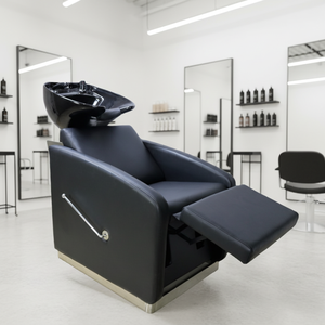 อุปกรณ์สระผมโลหะทันสมัย เตียงสระผมเซรามิกสีขาว ชุดอุปกรณ์สระผมแบบปรับได้ สำหรับใช้ในโรงพยาบาลและโรงแรม - Product Image 1