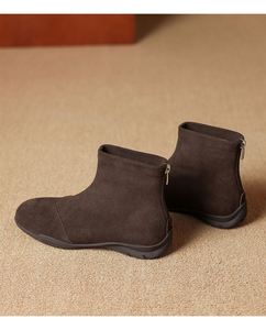 2025 Autumn and Winter New Retro Women's Flat <b>Ankle</b> Boots Suede Soft Sole Outdoor Walking Boots - Product Image 1