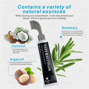 Peine de tinte negro para Barba, 80ml, cubierta hidratante para Barba, tinte de bigotes blanco o gris, contiene aceite de coco, peine antinudos, tinte para Barba - Product Image 6