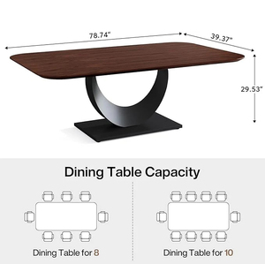 Mesa de comedor de madera antigua ovalada retro francesa nórdica, juego de mesa y sillas de restaurante de nogal de 6 plazas, muebles de cocina