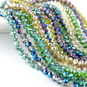 Fabricants de perles Rondelle de verre au chalumeau, perles de verre cristal en gros pour la fabrication de bijoux