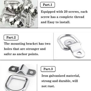 Haute qualité 1/4 robuste fer Triler crochet d'arrimage D anneaux <span class=keywords><strong>remorque</strong></span> ancres crochets pour charges sur les voitures - Product Image 3
