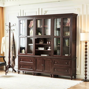 <span class=keywords><strong>Librería</strong></span> Esquinera Móvil Estilo Americano Diluobu con Puertas Traseras de Vidrio, de Dos a Seis Estantes, Madera de Cerezo Sólida, Mueble Vintage para Sala de Estar - Product Image 1