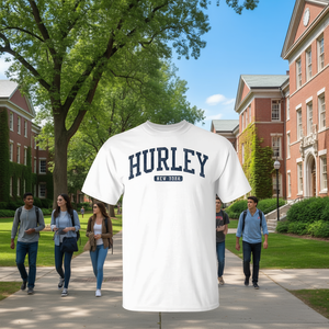 T-shirt blanc style universitaire Hurley New York pour homme, vêtements décontractés - Product Image 3