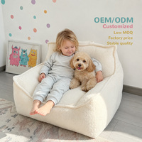Canapé pour enfants en mousse haute densité OEKO, housse 100% polyester, fauteuil en polaire Teddy doux pour tout-petits avec housse amovible