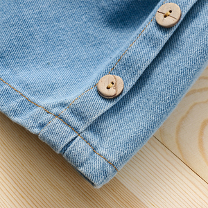 Ensemble deux pièces en gros pour fillette de 2 à 6 ans : Haut décontracté uni à col volanté et short en jean – Vêtements pour enfants - Product Image 6