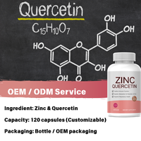 Capsules de Quercétine et de Zinc en Gros, Marque Privée d'Usine, OEM/ODM, Meilleures Ventes, Complément Antioxydant