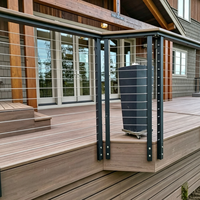 Poteau de balustrade en acier inoxydable noir personnalisable à montage latéral pour câble métallique, pour terrasse et escalier