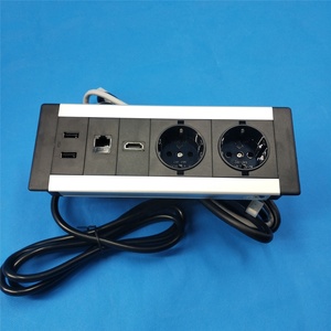 Presa di Corrente Multifunzionale da Incasso per Scrivania Ufficio e Tavolo Conferenze, con Porte USB e Cat6, Standard Tedesco - Product Image 3