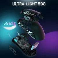 Souris de jeu Trackball ATTACK SHARK X11 RGB avec station de charge magnétique, filaire/2.4G/BT, 22K DPI, ultralégère 59g, 5 boutons, DPI réglable