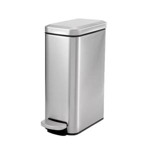 Cubo de basura para inodoro con logotipo personalizado, tamaño pequeño, rectangular, de acero inoxidable, con tapa, compartimento estrecho para almacenamiento. - Product Image 3